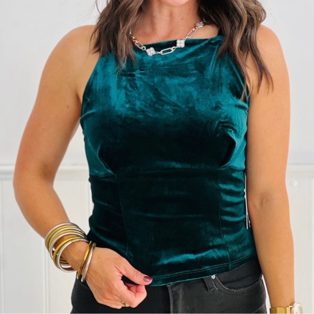 Emerald Velvet Sleeveless Top